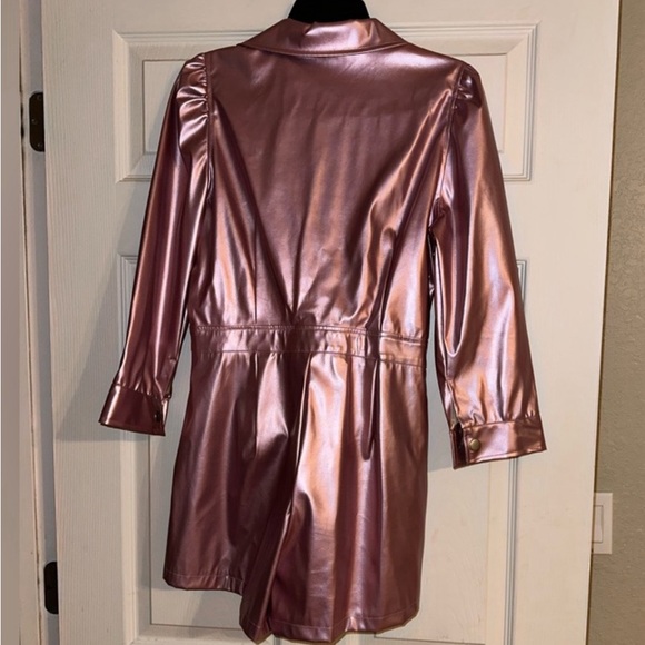 Women's Pink Metallic romper - Picture 3 of 4